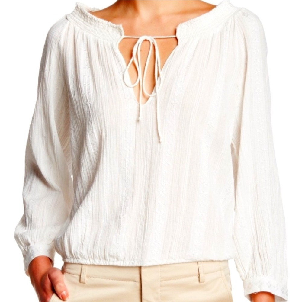 Alice + Olivia Cream Cotton Prairie Peasant Top XS